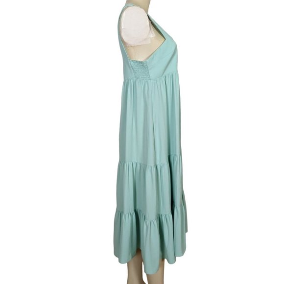 Amanda Uprichard empire waist ruffled maxi sleeveless seafoam dress sz M - Picture 3 of 10